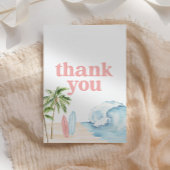 Pink Baby an Bord Surf Beach Baby Dusche Dankeskarte