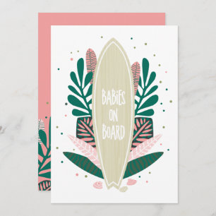 Pink Baby an Bord Twins Baby Dusche Einladung