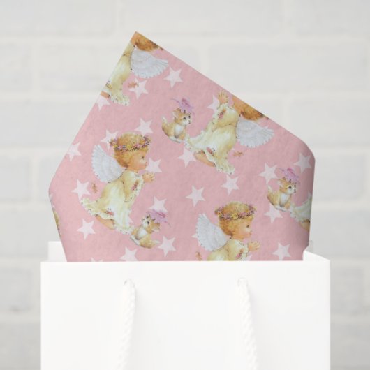 Pink baby Angel pattern paper Seidenpapier (Geschenk Tasche)