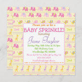 Pink Baby Animals Baby Sprinkle Einladungen (Vorne/Hinten)