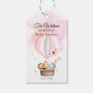 Pink Baby Animes in einem Heißluftballon Geschenkt Geschenkanhänger