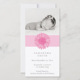 Pink Baby Ankündigung Foto-Karte