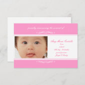 Pink Baby Announctions Cards Ankündigung (Vorne/Hinten)