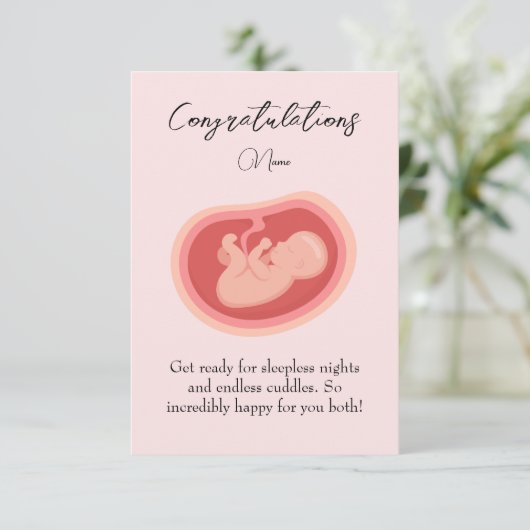 Pink Baby auf dem Weg Glückwunschkarte (Stehend Vorderseite)