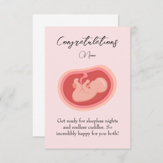 Pink Baby auf dem Weg Glückwunschkarte (Vorne/Hinten)