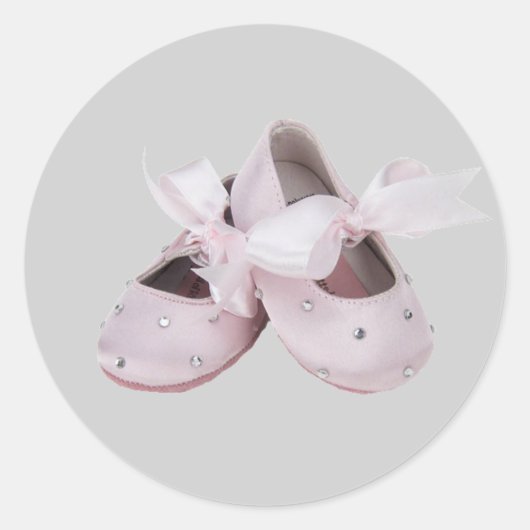 Pink Baby Ballet Schuhe Runder Aufkleber (Vorderseite)