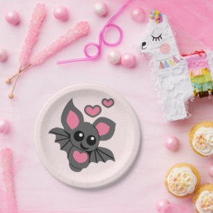 Pink Baby Bat Pappteller