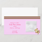 Pink Baby Bear Baby Ankündigung Foto Cards (Vorne/Hinten)