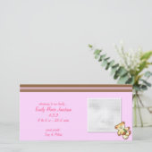 Pink Baby Bear Baby Ankündigung Foto Cards (Stehend Vorderseite)