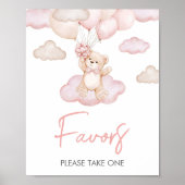 Pink Baby Bear Balloon Baby Shower Favorit Poster (Vorne)