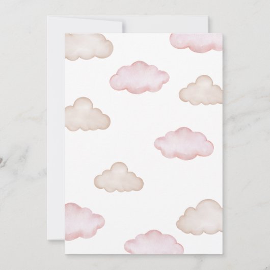 Pink Baby Bear Balloon Babydusche Einladung (Rückseite)