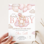 Pink Baby Bear Balloon Babydusche Einladung