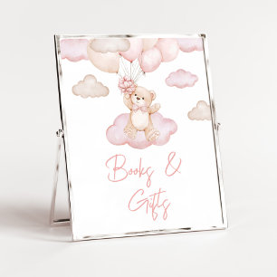 Pink Baby Bear Balloon Kinderdusche Bücher und Ges Poster