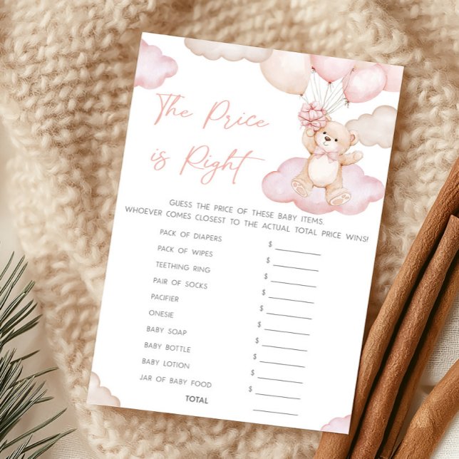 Pink Baby Bear Balloon The Price Is Right Game (Girl Bearly Wait Balloon Baby Shower The Price Is Right Game)