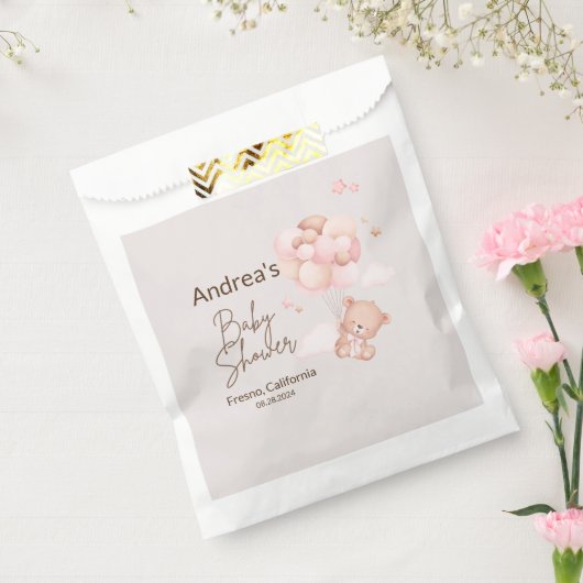 Pink Baby Bear & Balloons Babydusche Geschenktütchen (Versiegelt)