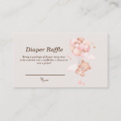 Pink Baby Bear & Balloons Diaper Raffekarten Platzkarte (Vorderseite)