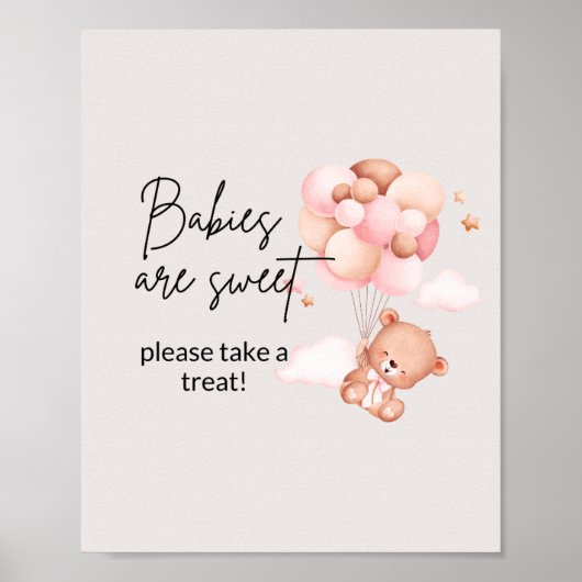 Pink Baby Bear & Balloons Leckerei Poster (Vorne)