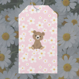 Pink Baby Bear Floral Daisy Geschenkanhänger