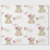 Pink Baby Bear Watercolor Baby Duschgeschenk für M Geschenkpapier (Flach)