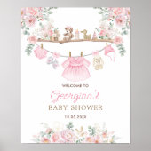 Pink Baby Bekleidung Blumenbeet Kinderzimmer Empfa Poster (Vorne)