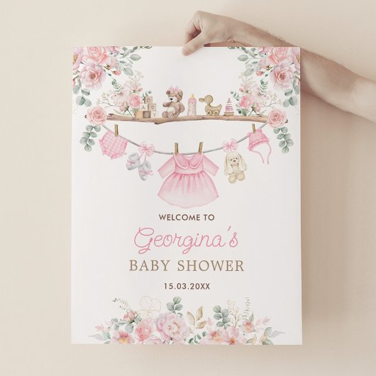 Pink Baby Bekleidung Blumenbeet Kinderzimmer Empfa Poster