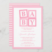 Pink Baby Blocks Girl Baby Dusche Einladung (Vorne/Hinten)