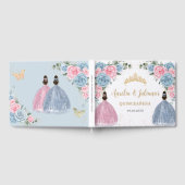 Pink Baby Blue Floral Princesses Twins Quinceañera Gästebuch (Voll)