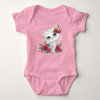 Pink Baby Bodysuit - Niedlicher Katzenanzug Cartoo Baby Strampler