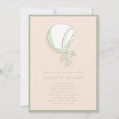 Pink Baby Bonnet Kinderdusche Einladung (Vorderseite)