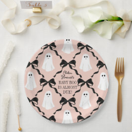 Pink Baby Boo Fast Due Geister und schwarze Bogen Pappteller
