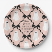 Pink Baby Boo Fast Due Geister und schwarze Bogen Pappteller (Vorderseite)