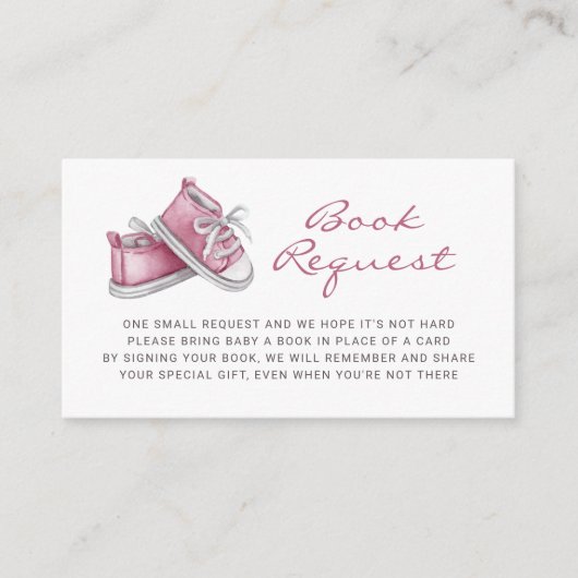 Pink Baby Booties Baby Shower Book Request Begleitkarte (Vorderseite)