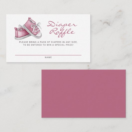 Pink Baby Booties Baby Shower Diaper Raffle Begleitkarte (Vorne/Hinten)