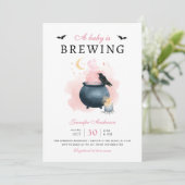 Pink Baby braut Halloween Babydusche Einladung (Stehend Vorderseite)