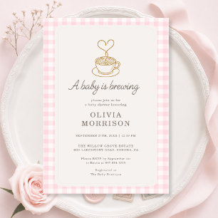 Pink Baby braut Kaffee Mädchen Baby Shower Einladung