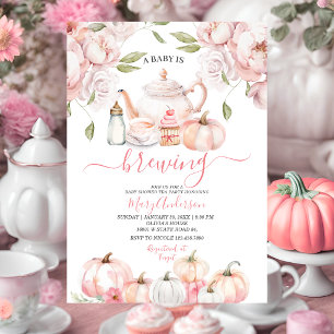 Pink Baby braut Tee Kürbis Herbst Baby Shower Einladung