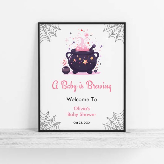 Pink Baby Breet Halloween Baby Dusche Willkommen Poster