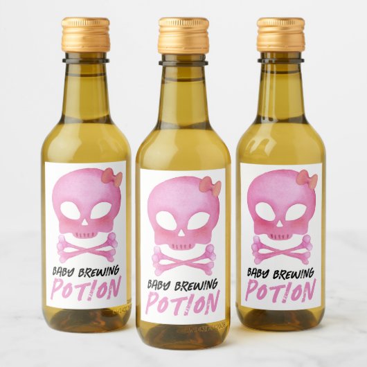 Pink Baby Brewing Tränke Halloween Babydusche Weinetikett (Flaschen)