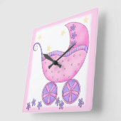 Pink Baby Buggy Carriage individuell Quadratische Wanduhr (Winkel)