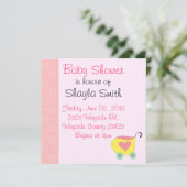 Pink Baby Buggy Dusche Einladung (Stehend Vorderseite)