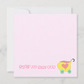 Pink Baby Buggy Dusche Einladung (Rückseite)