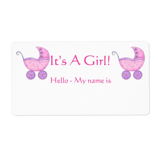 Pink Baby Buggy Es ist ein Mädchenduschenname (Vorne)