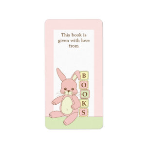 Pink Baby Bunny Book Gift Book Plakat Etikett Adressaufkleber