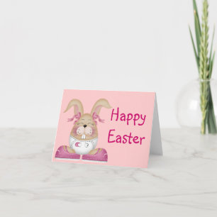 Pink Baby Bunny Happy Oaster Grußkarte Feiertagskarte