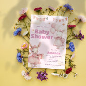 Pink Baby Bunny Shower Einladung