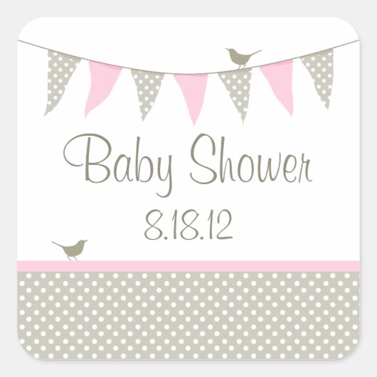 Pink Baby Bunting Quadratischer Aufkleber (Vorderseite)