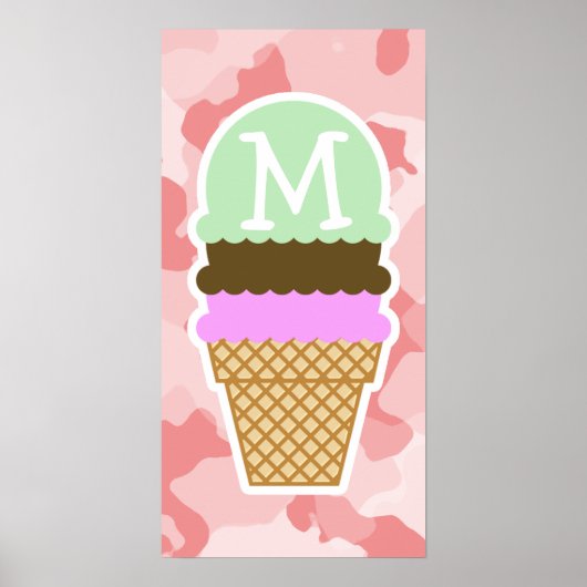 Pink-Baby-Camouflage; Eiscreme Poster (Vorne)