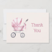 Pink Baby Carriage Baby Dusche Dankeskarte (Vorderseite)