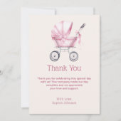 Pink Baby Carriage Baby Dusche Dankeskarte (Vorderseite)