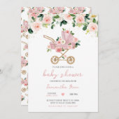 Pink Baby Carriage Baby Dusche Einladung (Vorne/Hinten)